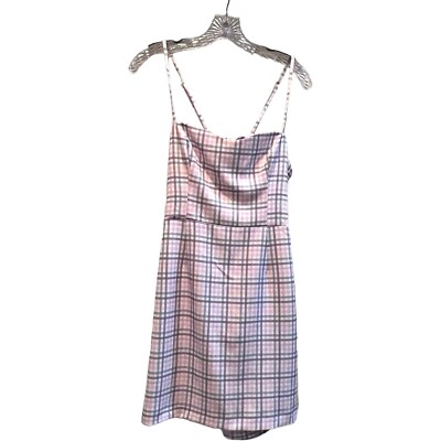 NEW French Connection Dress Womens 8 Pink check Sleeveless Tie Back Mini $128