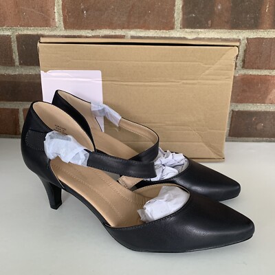 Journee Collection Womens Tillis navy blue Faux Leather D'Orsay Heels US 10 M