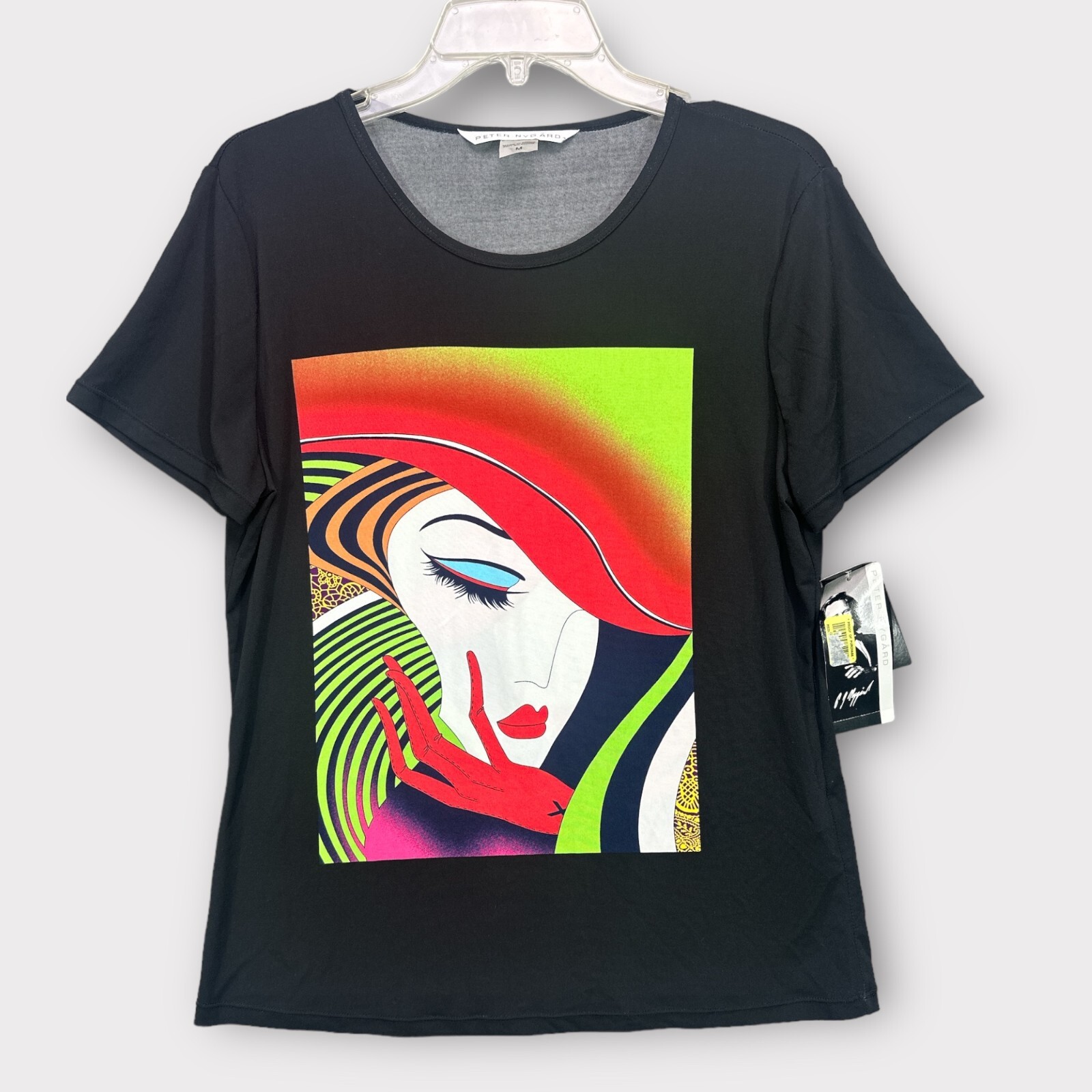 Vintage 80s 90s Women's Pop Art Face Top Shirt Neon Size M