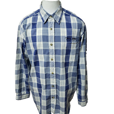 Tommy Hilfiger Denim Men's Size L Blue Check Cotton Long Sleeve Casual Shirt