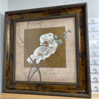 Carlson Golden Orchid II Framed Floral Wall Art Ornate Gold Beaded Frame
