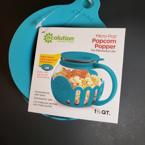 Ecolution Micro-Pop 1.5 Qt Microwave Popcorn Popper Glass - 1 Pack Teal