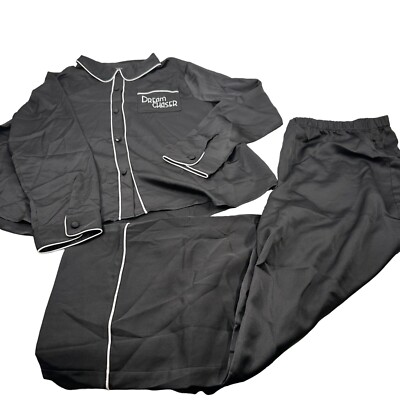 Venus Women's Size Large Sleep Pants And Shirt Black New Button Has Cloth Ripped