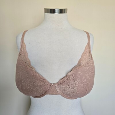 Soma Lightest Lift Lace Plunge Bra Hush Peach Pink Size 36D Underwire New NWT