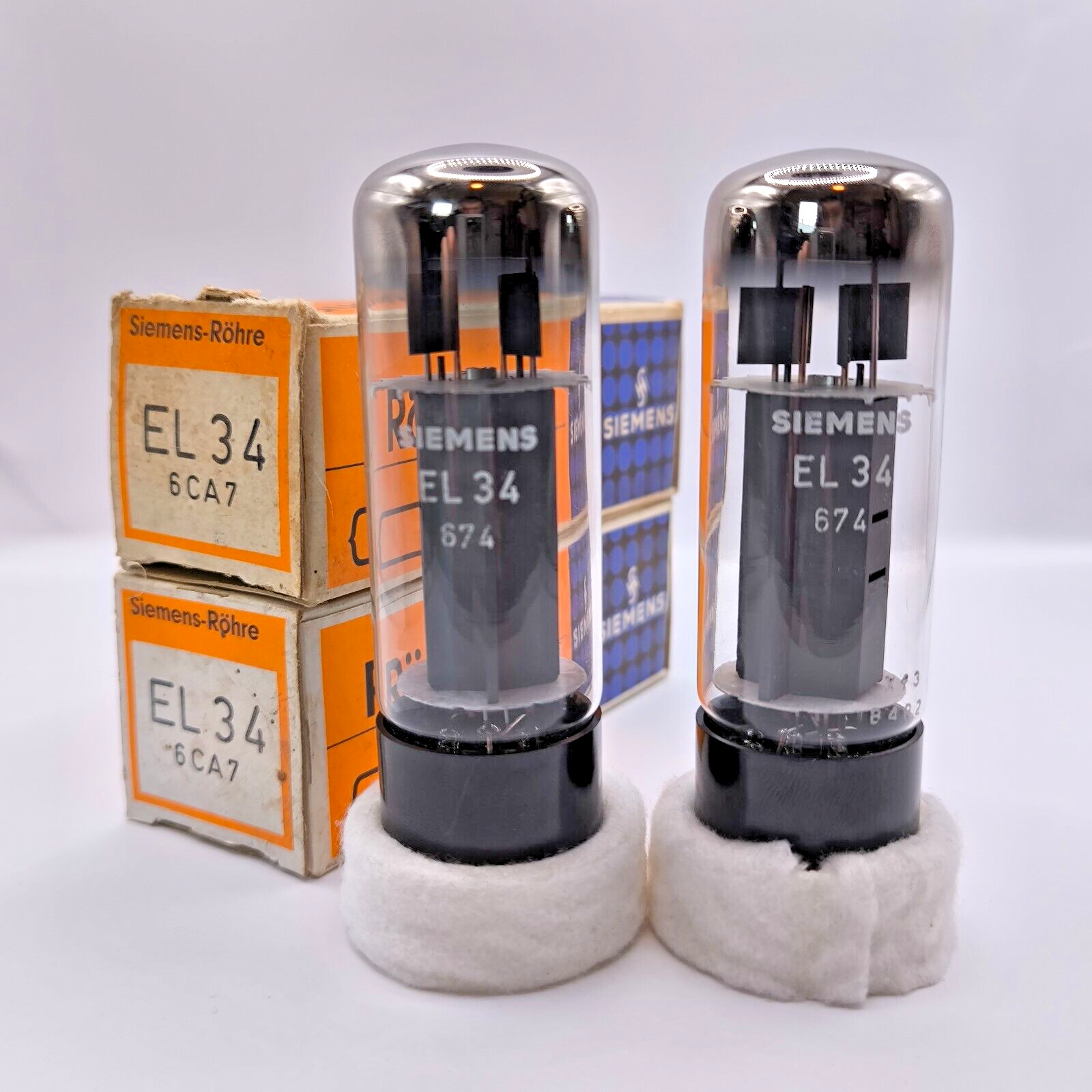 6CA7  EL34  （SIEMENS） Siemens Mullard EL34 6CA7 XF3 O getter , great matched pair