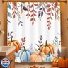 Fall Pumpkin Shower Curtain, Autumn Maple Leaves Harvest Thanksgiving Farmhouse Seasonal Bathroom Curtains Set Bath Decor Machine Washable Fabric, 72x72 Inch