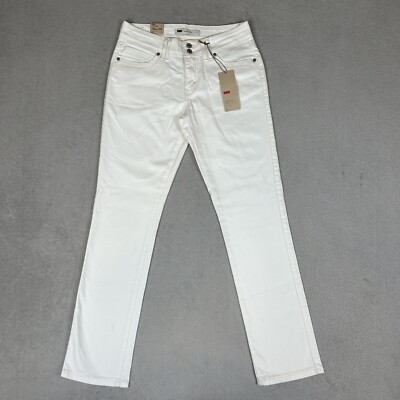 LEVI'S Womens 6 Medium 28x32 Skinny Mid Rise Stetch White Jeans Flap Pockets NWT
