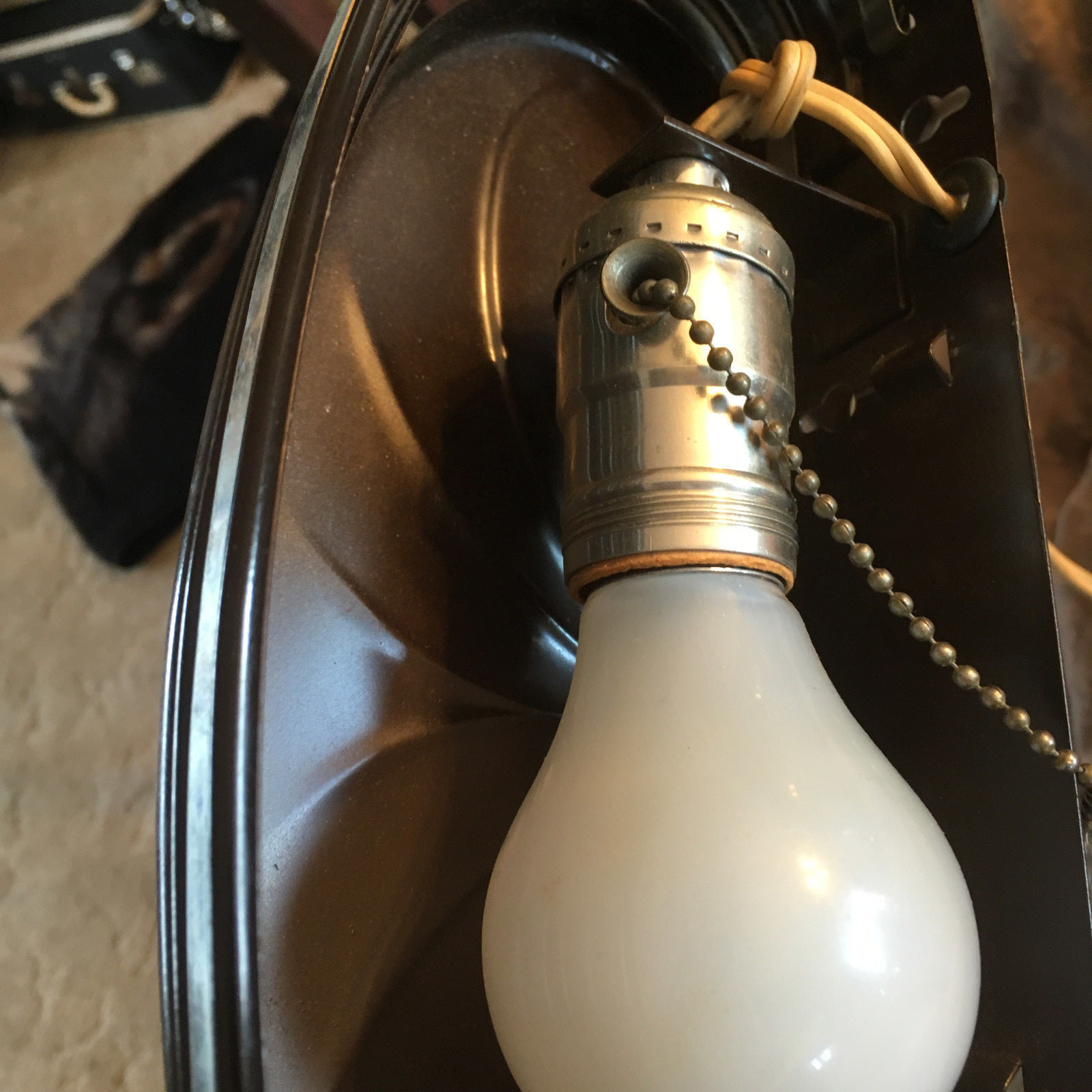 Vintage Metal Wall Sconce Brown Mid Century Art Deco