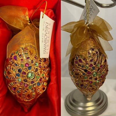 RJ Graziano 2011 Swarovski Elements Gold Multicolor Crystal Ornament Signed #150