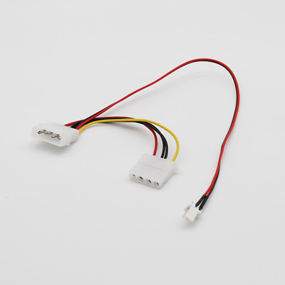 3-Pin Male Fan to 2x 4-Pin Molex (1x Male 1x Female) Power Adapter PC Fan Cable