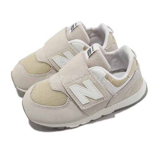 New Balance 574 Wide NB Бежево-белые повседневные туфли с ремешком для малышей NW574FOG-W