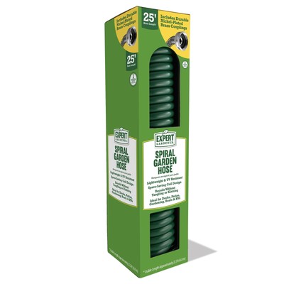 Outdoor 25ft Green Spiral Hose, Flexible and Lightweight
