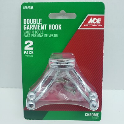 ACE Double Garment Hook Chrome 2 Pack   #5292958