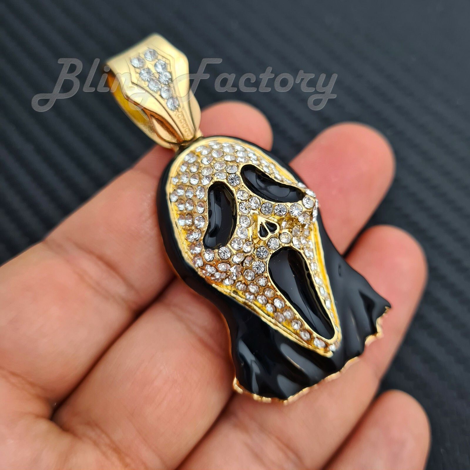 Hip Hop Iced Fashion Cubic Zirconia Bling Scream Ghost Face Mask