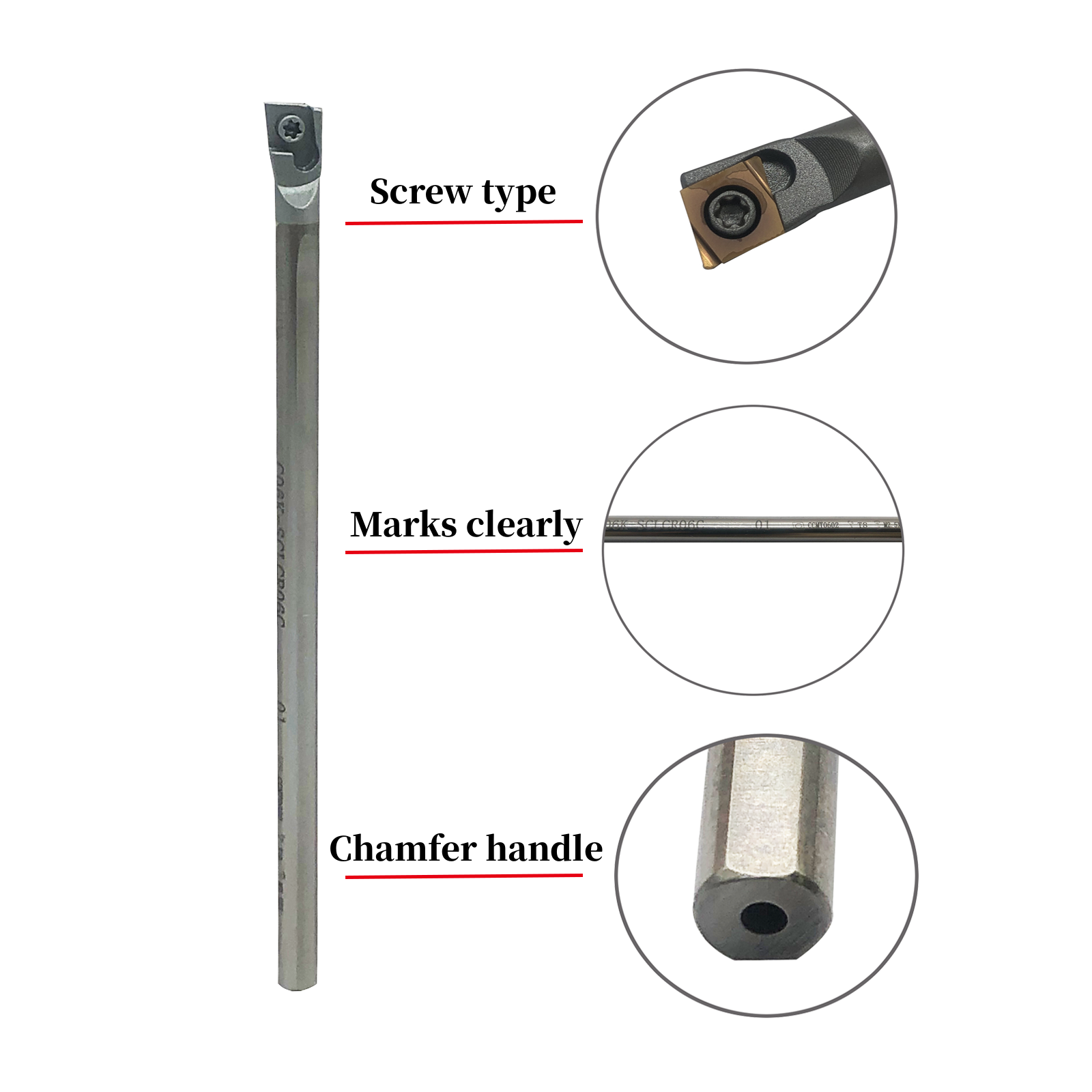 SOLID CARBIDE C06K-SCLCR06 INDEXABLE LATHE BORING BAR 6 MM SHANK + CCGT060204L-F