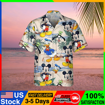 Disney Mickey And Friends Seamless Tropical Paradise Hawaii Shirt, Mickey Aloha