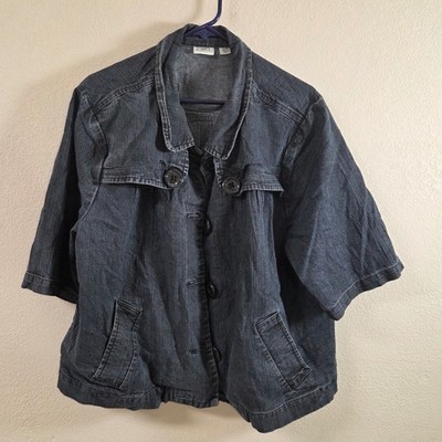 Cato Dark Wash Denim Jacket Plus Size 22/24W Short Sleeve Button Front Jean