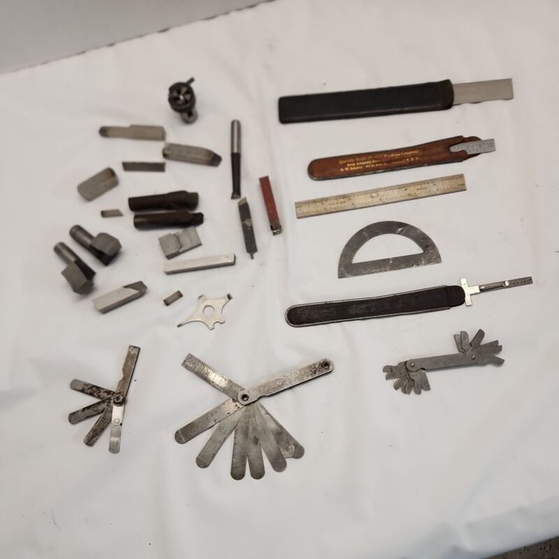 26 Pc. MACHINISTS DRAWER OF CUTTERS, GUAGES, measuring tools.