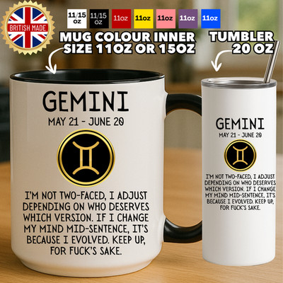 Gemini Zodiac Mug or Tumbler | Funny Star Sign Gift May June Birthday Present