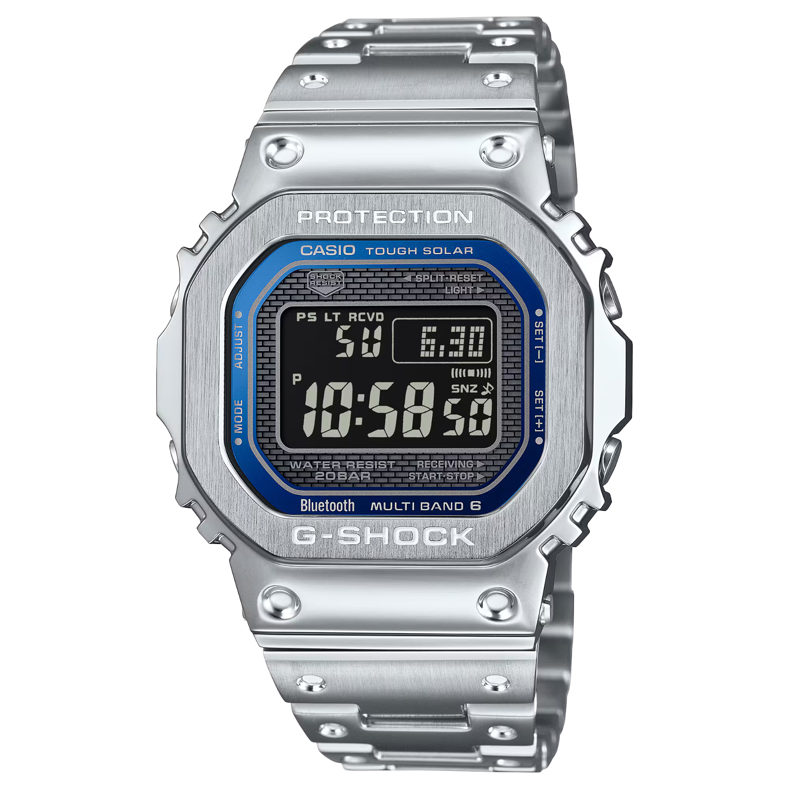 Pre-owned Casio G-shock Full Metal 5000 Seies Silver Watch Gmwb5000d-2