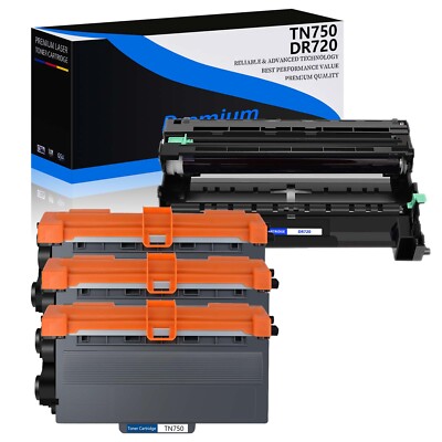 Fitfor Brother 4PK TN750 Toner +1PK DR720 Drum Unit TN-750 DCP-8110DN DCP-8150DN