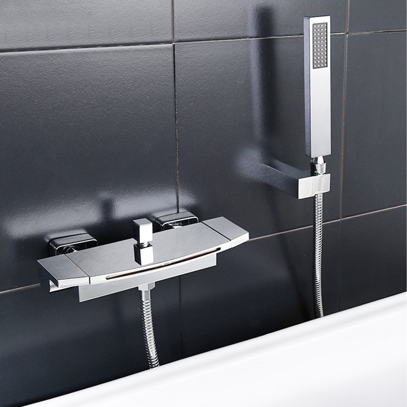 Chrom Badewannenarmatur Wasserfall Wasserhahn Wannenarmatur Set Mit Handbrasue