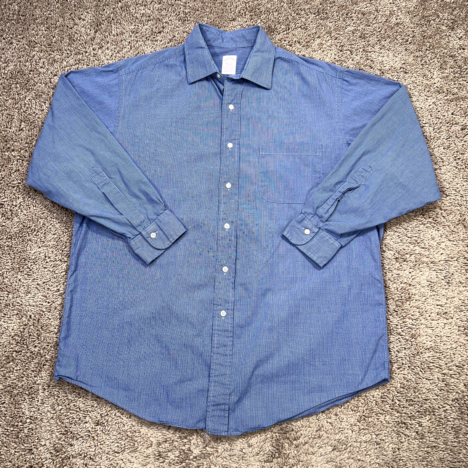 Brooks Brothers Shirt Mens 16-2 Blue Check Makers All Cotton