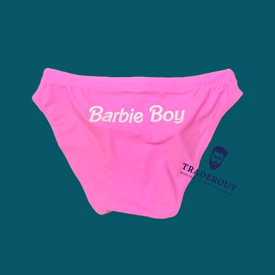 H.E.Arts Barbie BOY custom print Mens Pink swim brief swimwear size M L XL