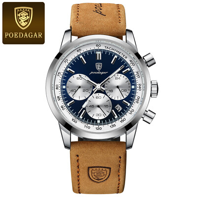 POEDAGAR Luxury Men's Chronograph Watch High Quality Luminous Quartz Watch