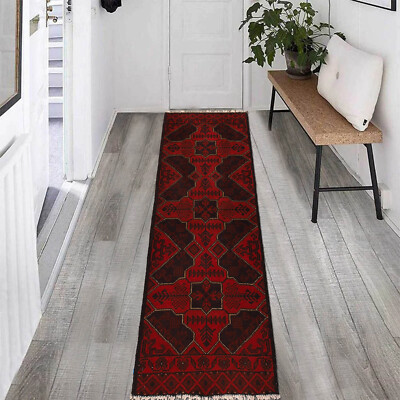 Afghan Geometric Tribal Narrow Red Runner Area Rug Oriental Rug 1.7x4.8Ft-B20973