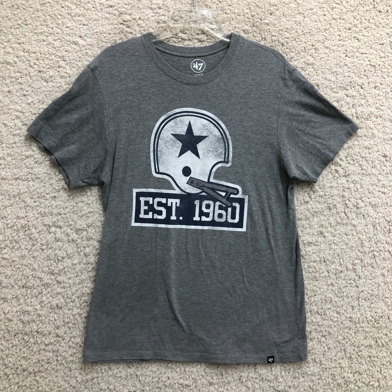 '47 Dallas Cowboys Shirt Medium Adult Gray 60th Anniversarry Football Tee Mens M