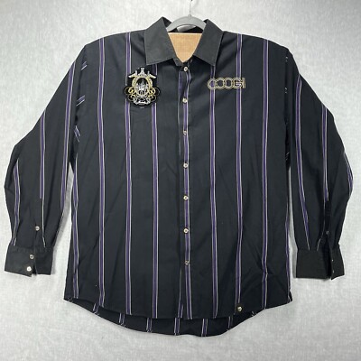 Coogi Long Sleeve Embroidered Shirt Cotton Striped Multicolor Size XXL Men s