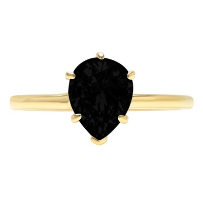 Pre-owned Pucci 1 Pear Shape Real Onyx Wedding Bridal Promise Classic Ring Solid 14k Yellow Gold In D