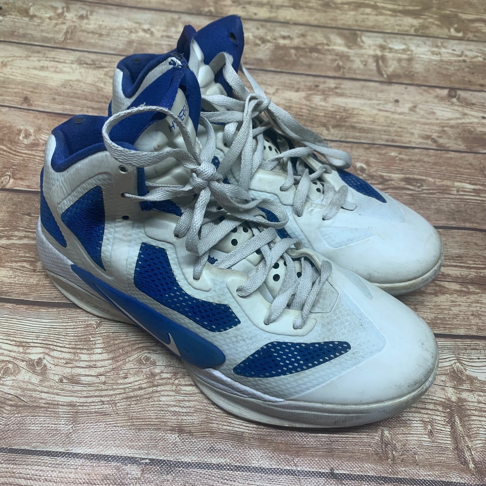 Nike Zoom Hyperfuse Mens White/Blue Basketball Sneakers