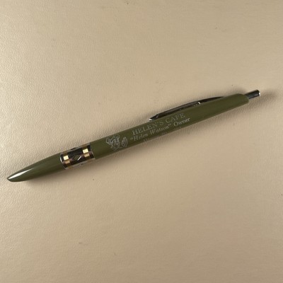 Helen's Cafe WaKeeney Kansas ballpoint pen Watson green KS VTG Open 24 hours