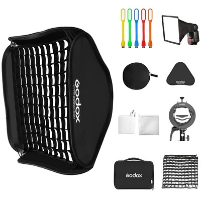 32x32inch /80x80cm Foldable Flash Softbox Kit with Grid, S2 S-Type Speedlite ...