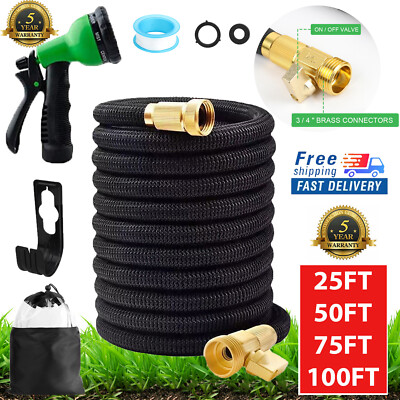 5 Time Stronger Deluxe Expandable Flexible Garden Hose Water Hose 25 50 75 100FT