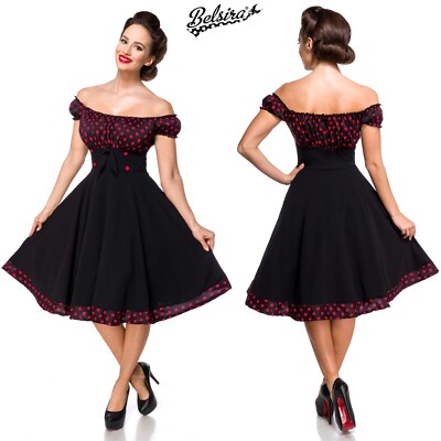 Vestido Vintage Años 50 Rockabilly Mujer Pinup Retro Falda Plana Belsira 50058
