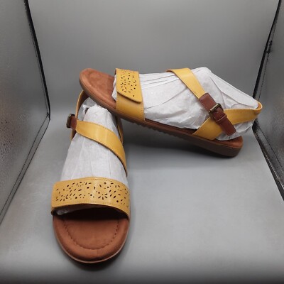 Cobb Hill Zion 2 Piece Sandals Women's 12M Yellow Brown Strappy