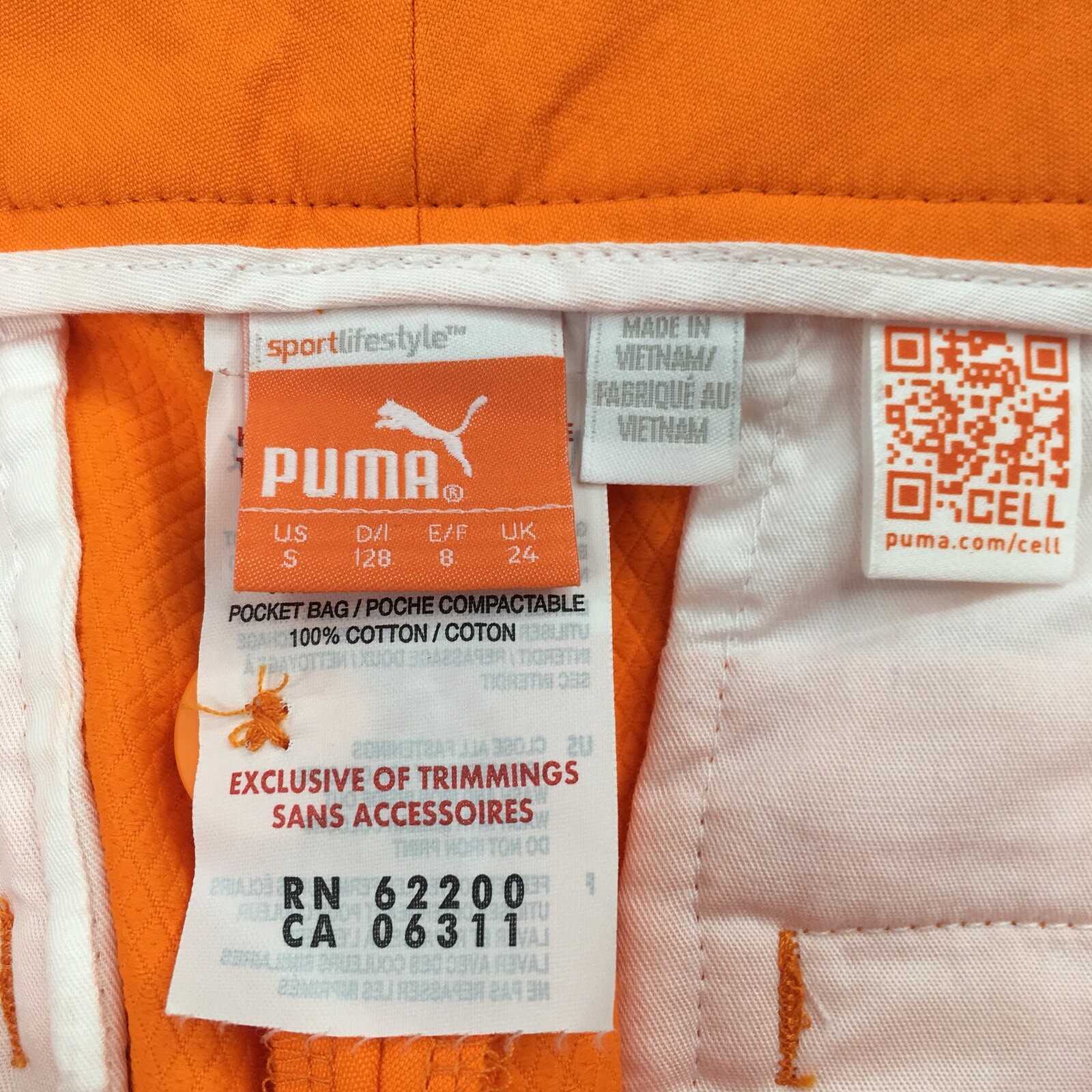 Puma Dry Cell Boys Size 10 Small Shorts Hybrid Flat-Front Neon Orange EUC 25