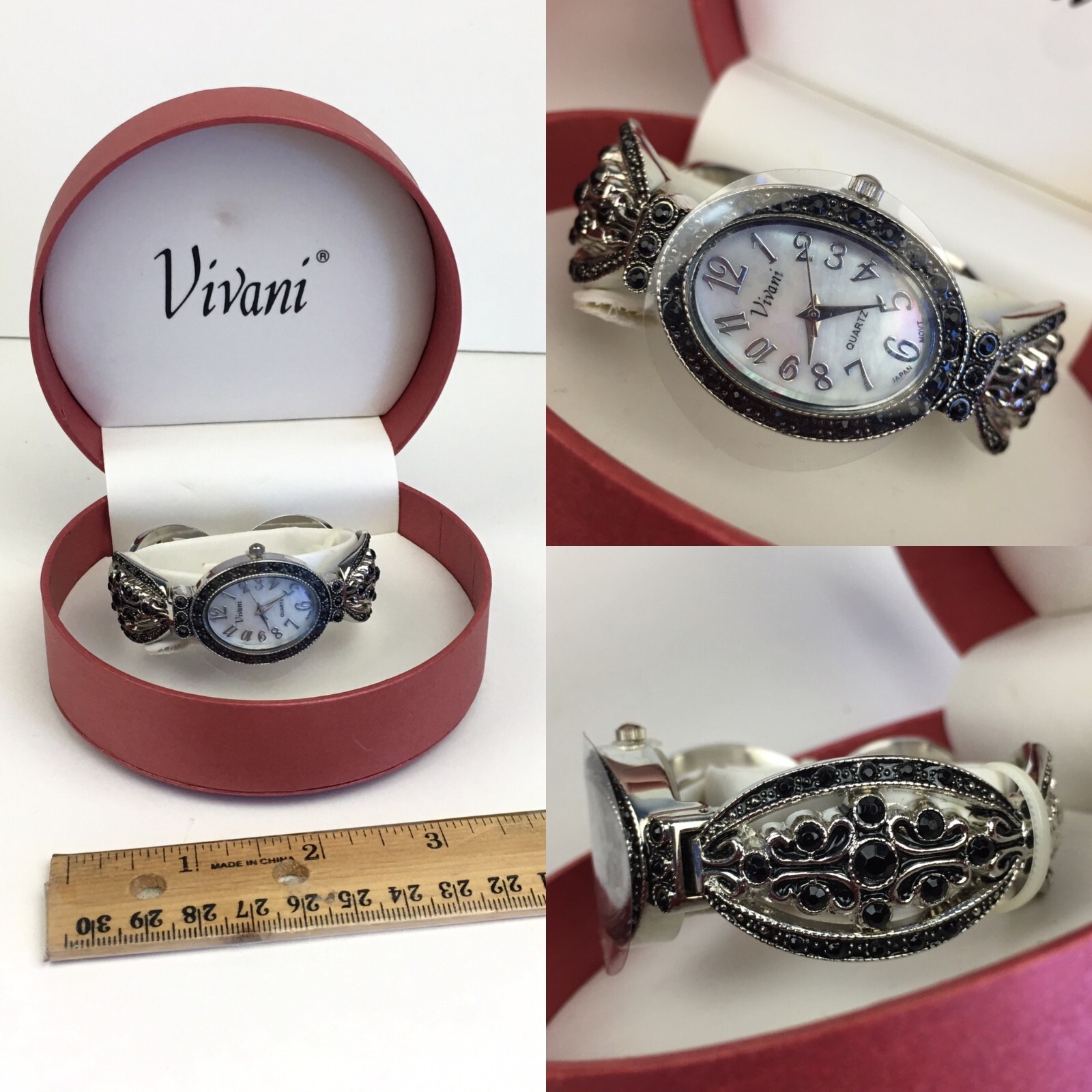 美品】Vivani / ヴィヴィアーニブレス型白文字盤3針元箱入 美品】Vivani / ヴィヴィアーニブレス型白文字盤3針元箱入