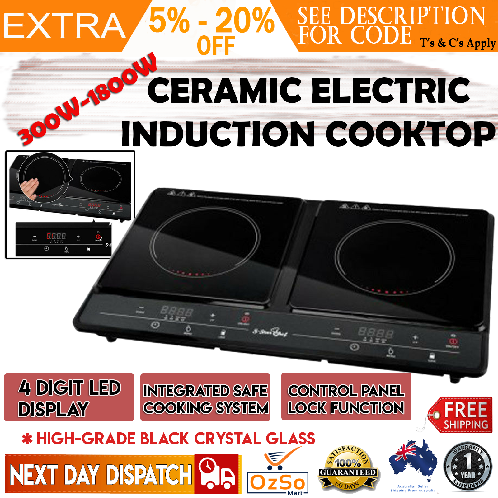 Double Induction Cooktops Portable Stove Plate Electric Kitchen 2
