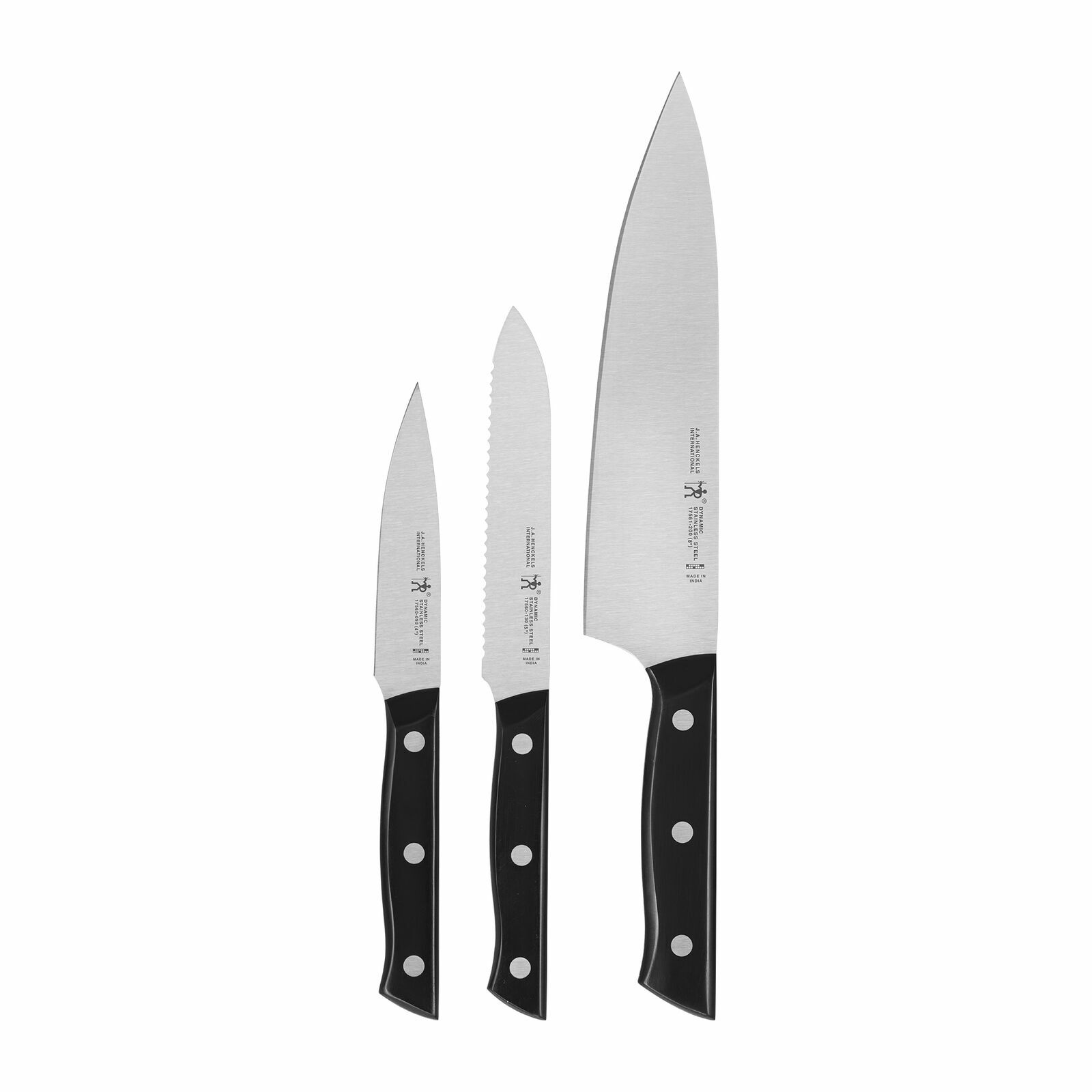  HENCKELS DYNAMIC EVER EDGE NEVER NEEDS SHARPENING 3 PC. STARTER KNIFE SET NEW 