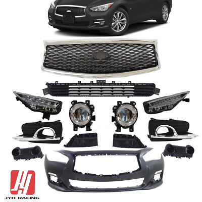 Fits 14-17 Infiniti Q50 Base Premium Bumper/Grille/Fog Lamp/Signal Lamp/Bracket