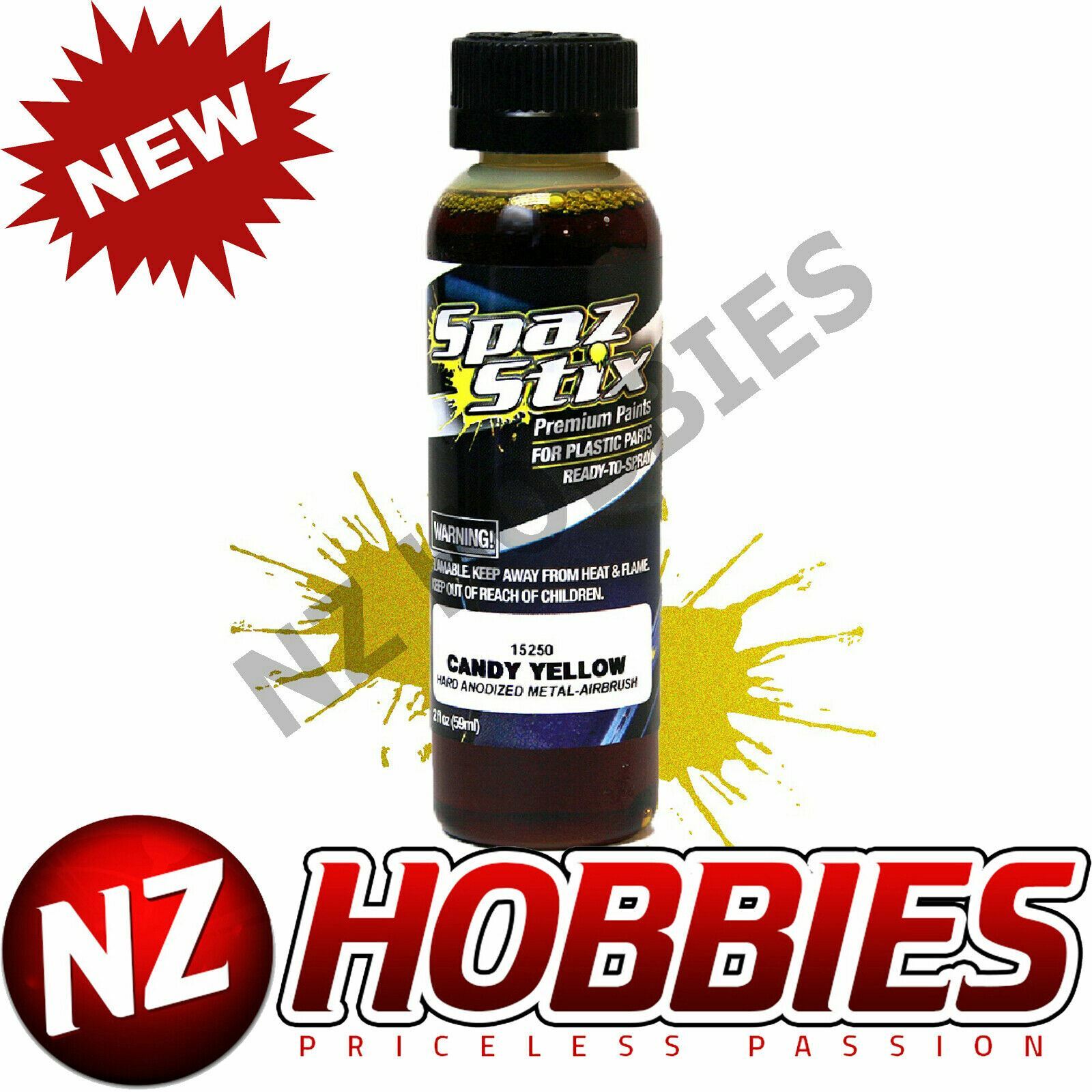 Spaz Stix SZX15250 CANDY YELLOW AIRBRUSH PAINT for R/C Lexan Body