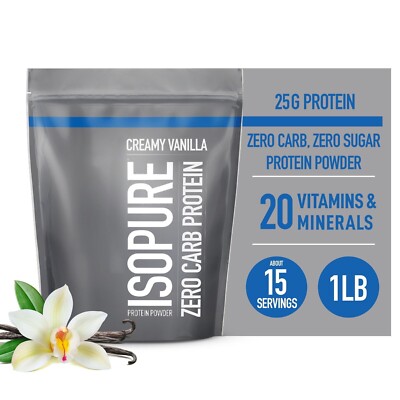 Isopure, Zero Carb 100% Whey Protein Isolate, 25g Protein Powder, Creamy Vanilla