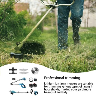 Electric Folding Lawn Mower Garden Grass Strimmer String Cutter Cutter 2 Battery