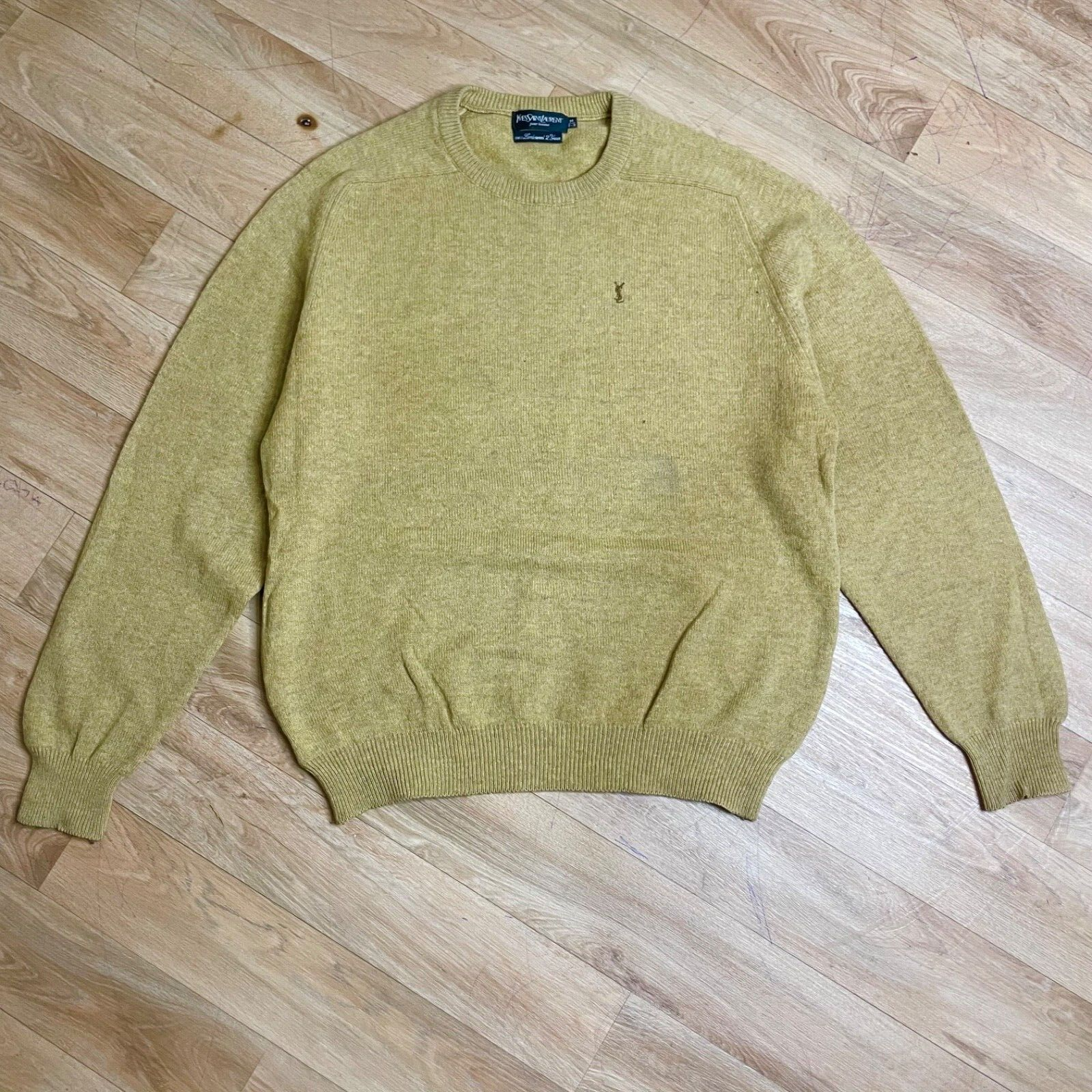 Yves Saint Laurent イエロートレーナー Yves Saint Laurent Sweater Crew NecK YSL Pullover virgin
