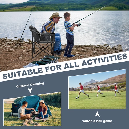 NAIZEA Oversized Camping Chair, Portable Folding Chairs Lounge with Side Pocket