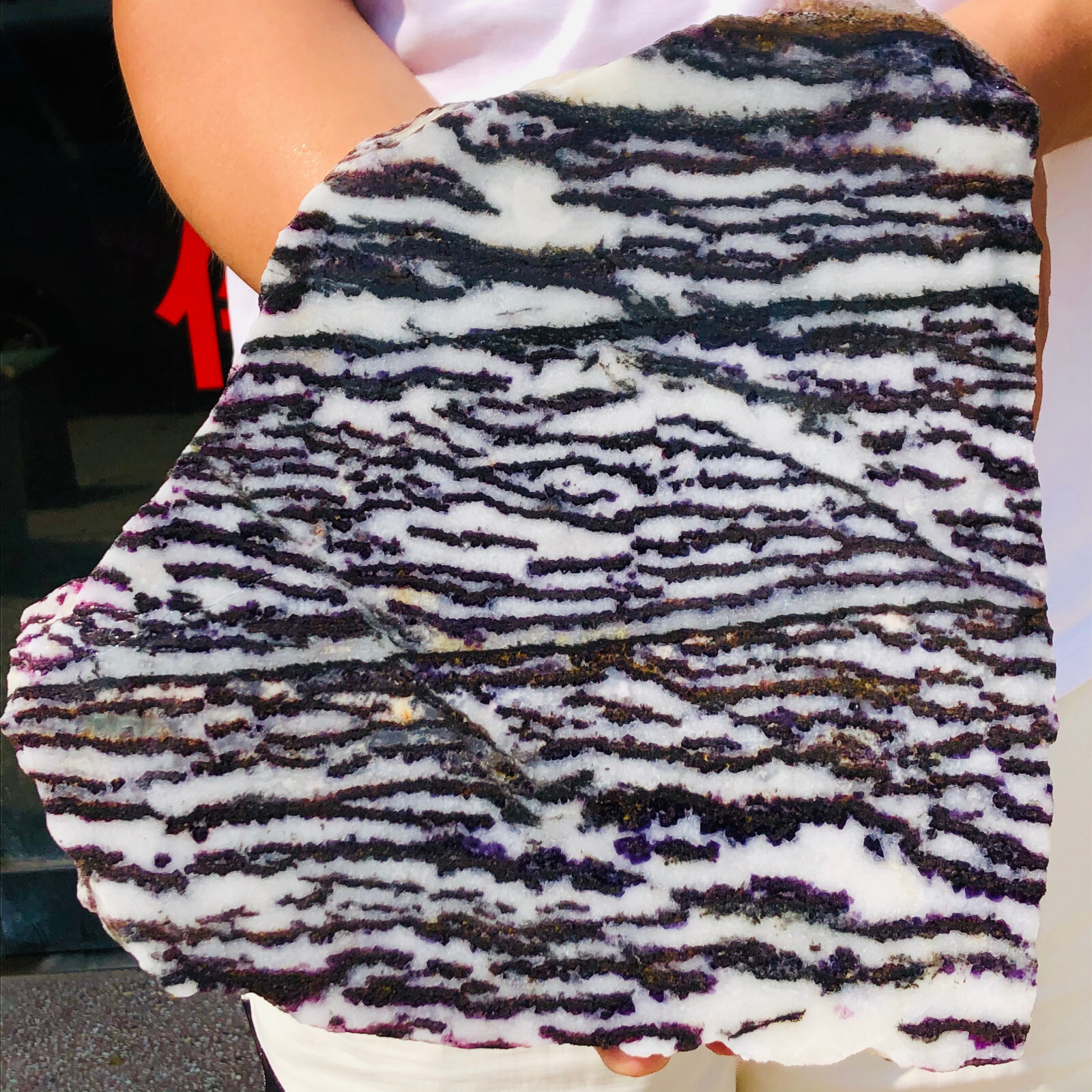 7.34LB Natural Purple Zebra Stone Lapidary Rough slab